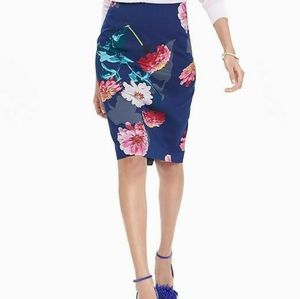 Banana Republic Navy floral print pencil skirt